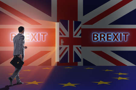 Businessman in Brexit concept - UK leaving EUの写真素材