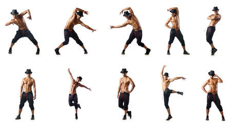 Collage of dancers isolated on white backgroundの写真素材