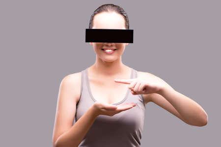 Young woman with virtual reality glassesの写真素材