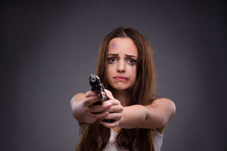 Woman in violence and discrimination conceptの写真素材