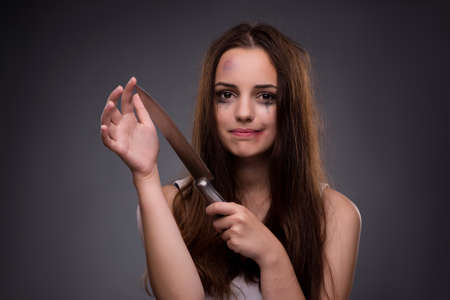 Woman in violence and discrimination conceptの写真素材