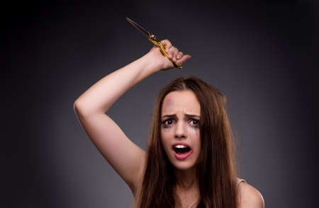 Woman in violence and discrimination conceptの写真素材