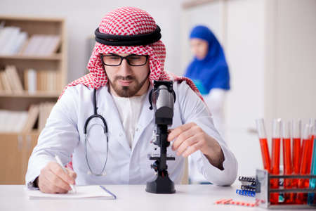 Arab doctor working in the lab hospitalの写真素材