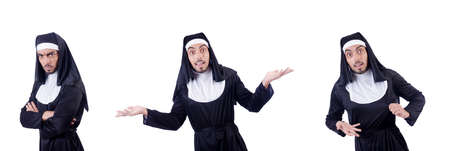 Male nun in funny religious conceptの写真素材