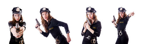 Female police isolated on the whiteの写真素材