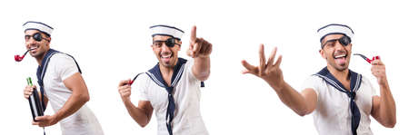 Sailor with smoking pipe isolatedの写真素材
