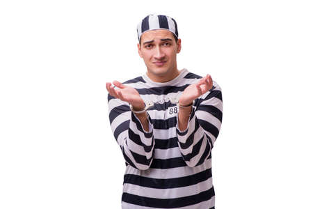 Man prisoner isolated on white backgroundの写真素材
