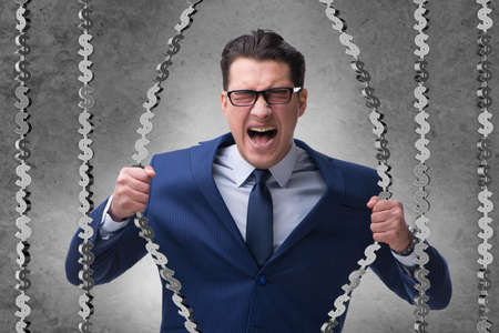 Man trapped in prison with dollarsの写真素材