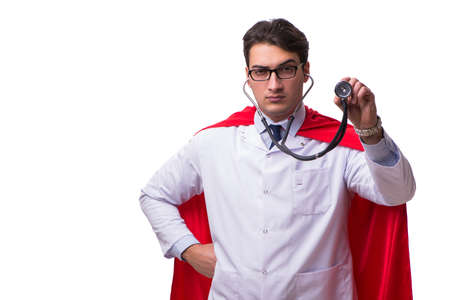 Super hero doctor isolated on whiteの写真素材