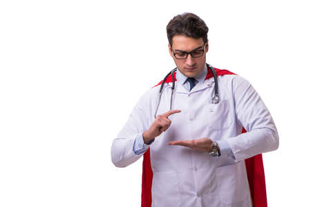Super hero doctor isolated on whiteの写真素材