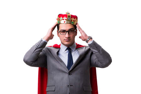 King businessman wearing red cover on whiteの写真素材
