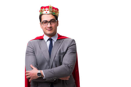 King businessman wearing red cover on whiteの写真素材
