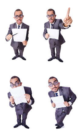 Funny businessman isolated on the whiteの写真素材