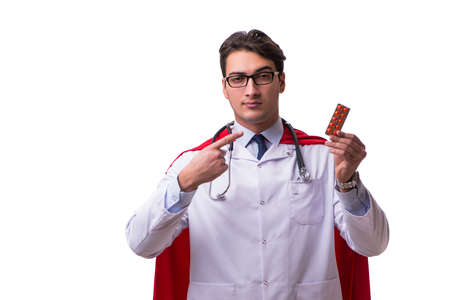 Super hero doctor isolated on whiteの写真素材