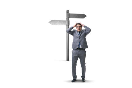 Businessman in difficult choice concept