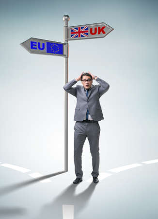 Businessman in Brexit concept - UK leaving EUの写真素材