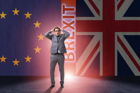 Businessman in Brexit concept - UK leaving EUの写真素材