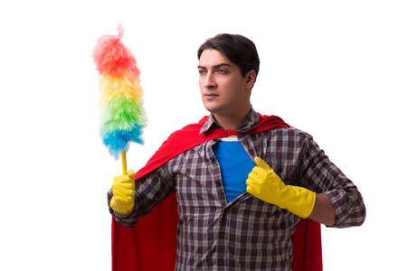 Super hero cleaner isolated on white