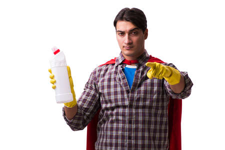Super hero cleaner isolated on whiteの写真素材