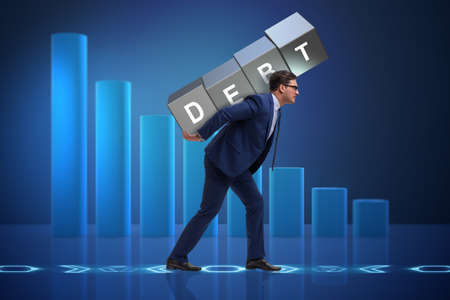 Man under the burden of loanの写真素材