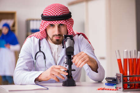 Arab doctor working in the lab hospitalの写真素材