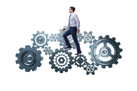 Businessman in teamwork concept isolated on whiteの写真素材