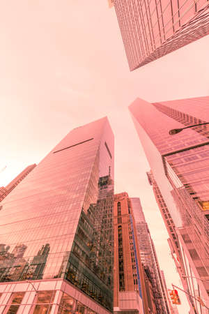 New York skyscrapers vew from street levelの写真素材