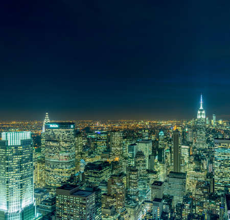 View of New York Manhattan during sunset hoursの写真素材