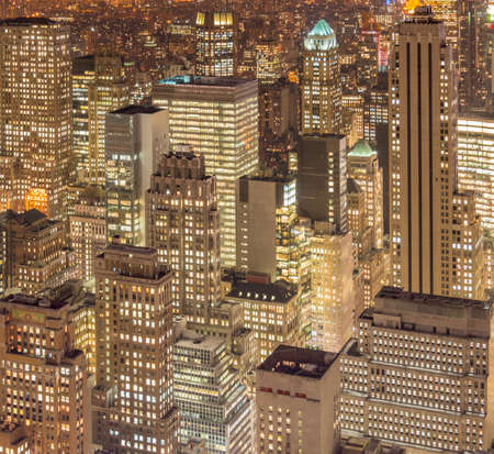 View of New York Manhattan during sunset hoursの写真素材
