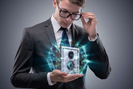Businessman in security concept with safe