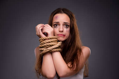 Woman in violence and discrimination conceptの写真素材