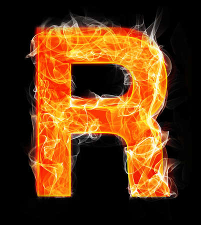 Burning letters as alphabet type Rの写真素材
