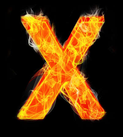 Burning letters as alphabet type Xの写真素材