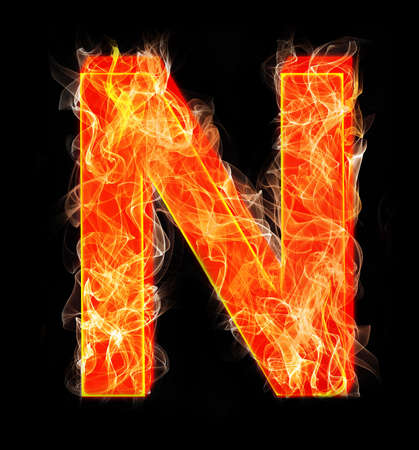 Burning letters as alphabet type Nの写真素材