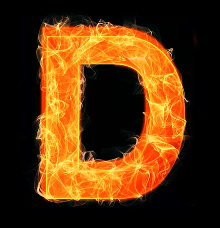 Burning letters as alphabet type Dの写真素材