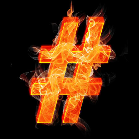 Hashtag sign as burning symbolの写真素材