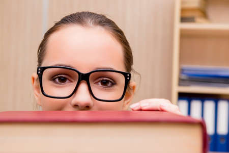 Young female student preparing for examsの写真素材