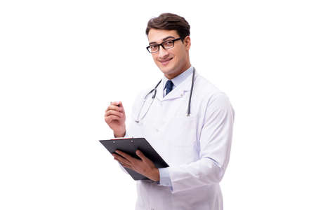 Young doctor isolated on white backgroundの写真素材