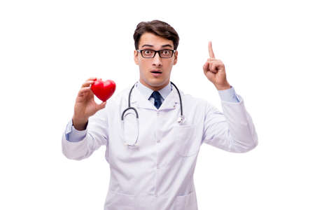 Doctor with heart isolated on white backgroundの写真素材