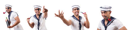 Sailor with smoking pipe isolated