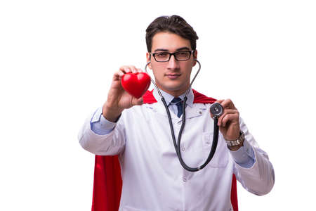 Super hero doctor isolated on whiteの写真素材