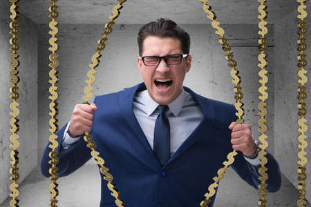 Man trapped in prison with dollarsの写真素材