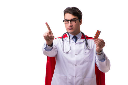 Super hero doctor isolated on whiteの写真素材