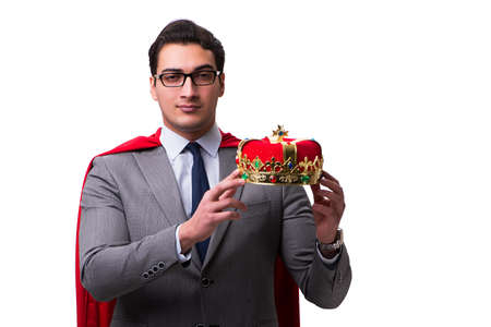 King businessman wearing red cover on whiteの写真素材