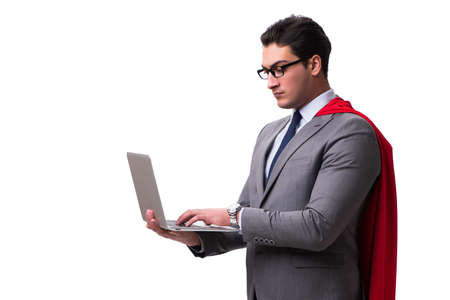 Super hero businessman isolated on whiteの写真素材