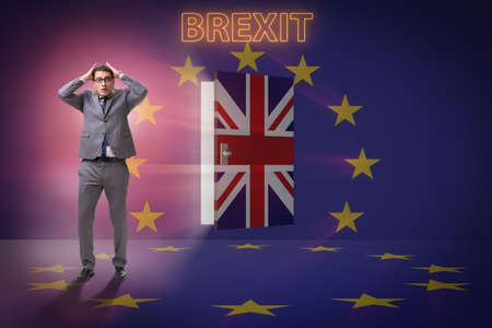 Businessman in Brexit concept - UK leaving EUの写真素材
