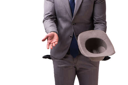 Bankrupt businessman isolated on white backgroundの写真素材