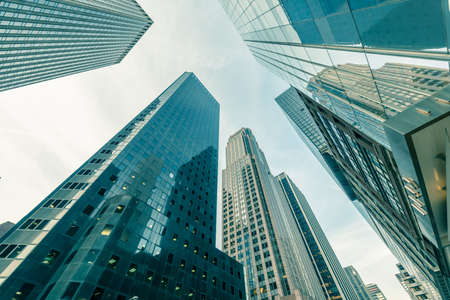 New York skyscrapers vew from street levelの写真素材