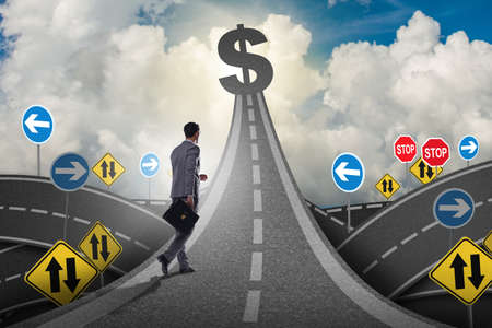 Businessman walking towards his profit targetの写真素材