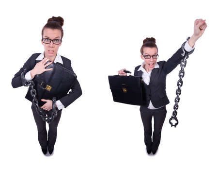 Woman with hands and handcuffsの写真素材